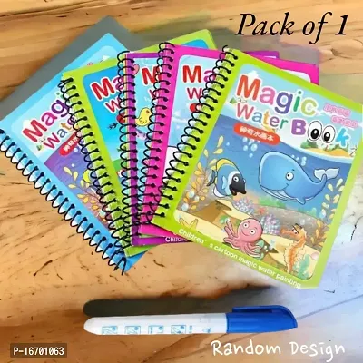 Magic Water Drawing Book Water Painting Coloring Book with Magic Pen For Kids pack of 1-thumb0