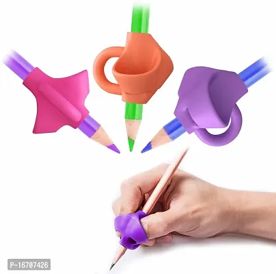 Ultra Soft Silcon Pencil Grip for Kids Handwriting for Pen Gripper Kids Pen Writing Assistant Holders pack of 3-thumb0