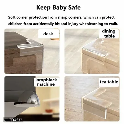 Baby safety proofing Silicon Corner  edge guard protector for furniture I Used on glass tabletop, wall  (Extra Thick, Pre Taped 7 Corners)-thumb4