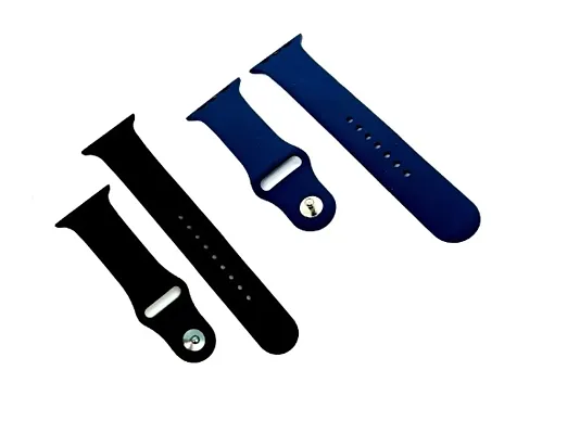 1 black  1 blue colour MenWomen Watch Band 42/44 / 45 / 49 mm , Smooth , Soft , Rubber Smart Watch Strap