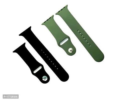 1 black  1 green colour iWatch Strap With Single Loop Compatible with Apple Watch Straps (45mm, 44mm, 42mm, 49 mm), Soft Silicon