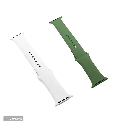 1 Green  1 white MenWomen Watch Band 42 / 44 / 45 / 49 mm , Smooth , Soft , silicon Smart Watch Strap