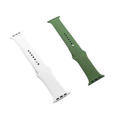 1 Green  1 white MenWomen Watch Band 42 / 44 / 45 / 49 mm , Smooth , Soft , silicon Smart Watch Strap