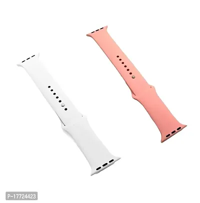 1 white  1 peach MenWomen Watch Band 42 / 44 / 45 / 49 mm , Smooth , Soft , silicon Smart Watch Strap