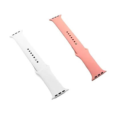 1 white  1 peach MenWomen Watch Band 42 / 44 / 45 / 49 mm , Smooth , Soft , silicon Smart Watch Strap