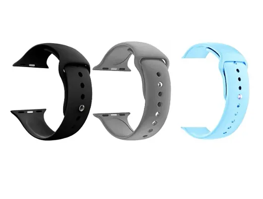 1 black , 1 grey  sky blue colour Silicon Smartwatch Band Straps Belt 42 / 44 / 45 / 49 mm Smart Watch Strap