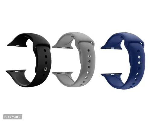 1 black , 1 grey  dark blue colour Silicon Smartwatch Band Straps Belt 42 / 44 / 45 / 49 mm Smart Watch Strap-thumb0