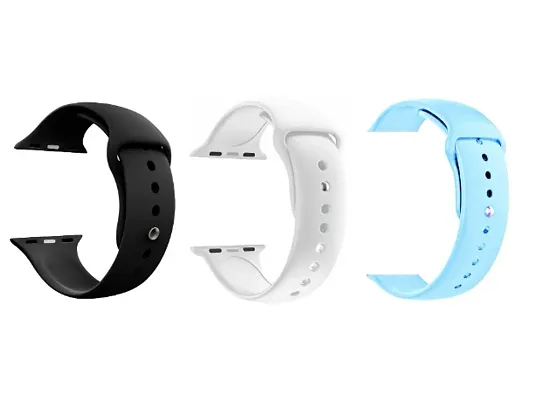 1 black , 1 white  sky blue colour  Silicon Smartwatch Band Straps Belt 42 / 44 / 45 / 49 mm Smart Watch Strap