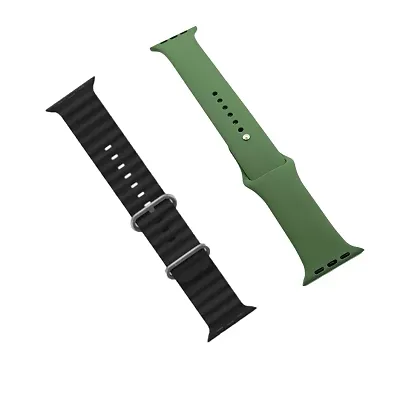 1 black  1 green colour Silicon Smartwatch Band Straps Belt 42 / 44 / 45 / 49 mm Smart Watch Strap