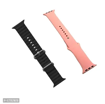 1 black  1 peach Silicon Smartwatch Band Straps Belt 42 / 44 / 45 / 49 mm Smart Watch Strap