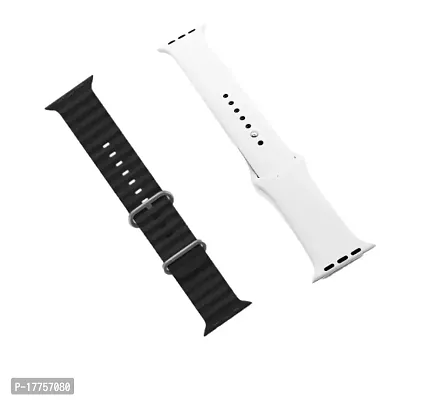 1 black  1 white colour Silicon Smartwatch Band Straps Belt 42 / 44 / 45 / 49 mm Smart Watch Strap