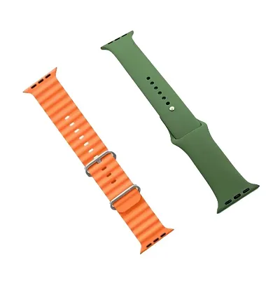 1 orange  1 green colour Silicon Smartwatch Band Straps Belt 42 / 44 / 45 / 49 mm Smart Watch Strap