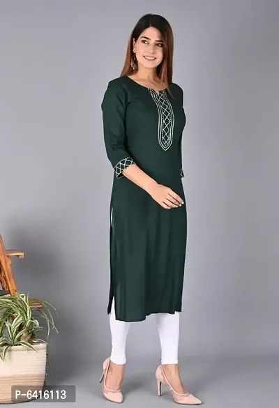 Women Rayon Embroidered Straight Kurta-thumb4