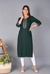 Women Rayon Embroidered Straight Kurta-thumb1