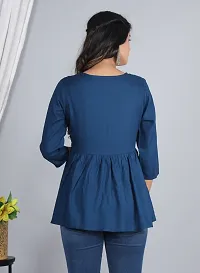 Casual Regular Sleeves Embroidered Women Blue Top-thumb2