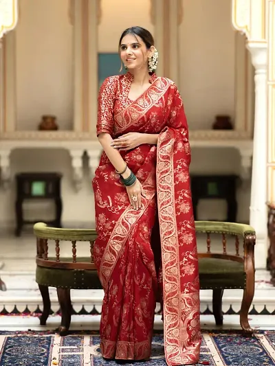 Trending Art Silk Saree with Blouse piece 