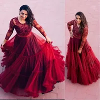 MAROON FLAIRED GOWN-thumb1