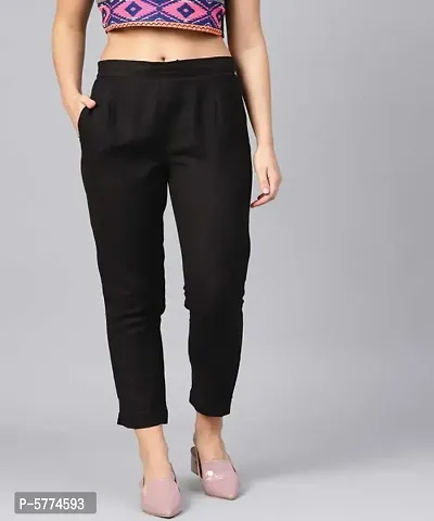 Women's Regular Fit Cotton Flex Trousers-thumb0