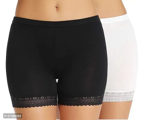 Under Skirt Shorts Safety Pants Soft Stretch Lace Trim Leggings Short Yoga Pants-thumb0