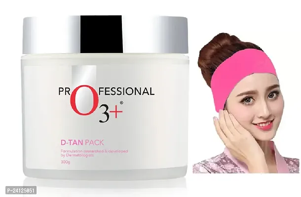 O3+ D-Tan Pack for Instant Skin Brightening and Lightening De Tan Removal 300gm + facial band