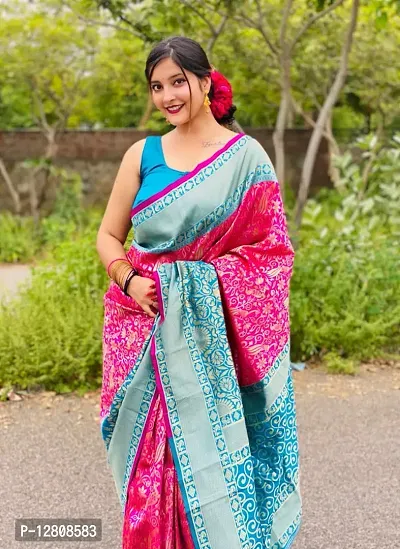 Trendy Women Kanjeevaram Silk Saree with blouse Piece-thumb0