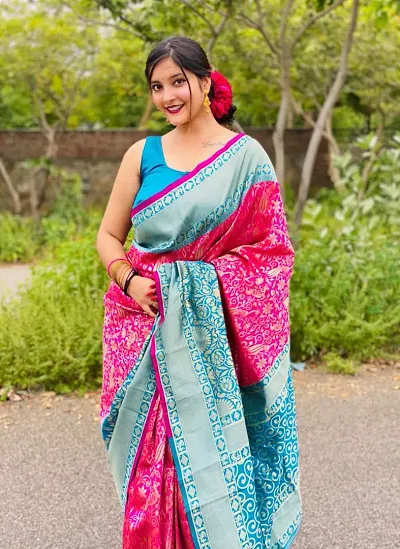 Glamorous Art Silk Saree with Blouse piece 