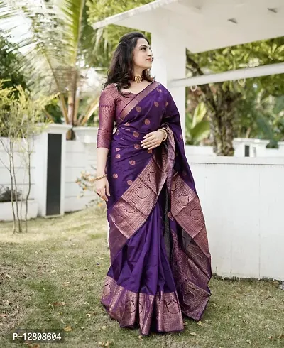 Trendy Women Kanjeevaram Silk Saree with blouse Piece-thumb0