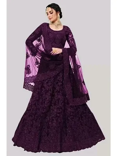 Stylish Fancy Net Semi Stitched Lehenga Choli For Women