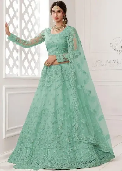 Attractive Net Embroidered Lehenags For Women