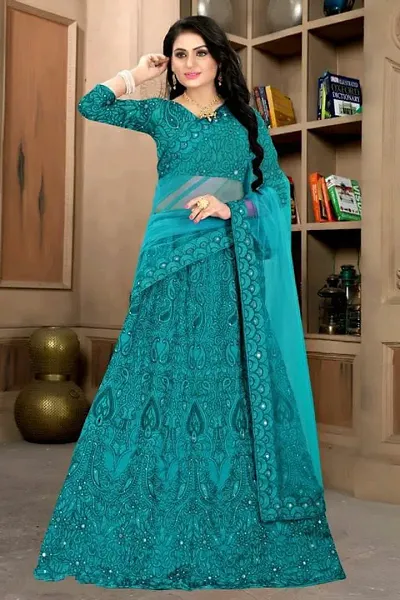 Attractive Net Embroidered Lehengas For Women