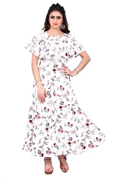 Classic Crepe Printed Dresses For Women