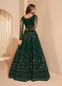 Stylish Green Net Embroidered Semi-Stitched Lehenga Choli With Dupatta-thumb1