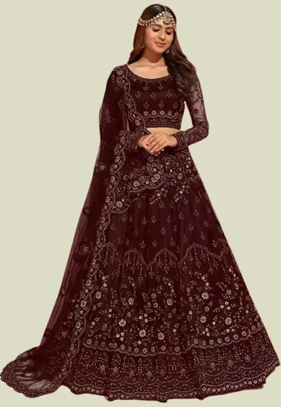 Embroidered Semi Stitched Lehenga Choli