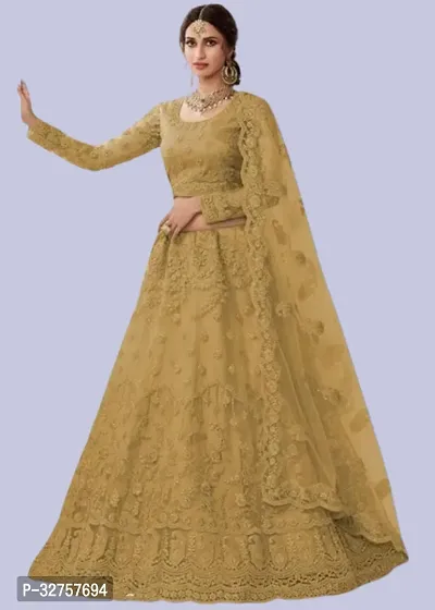 Net Semi-Stitched Designer Lehenga Choli Set | Bridal  Festive Wear Lehenga Choli | Women's Designer Dupatta Set-thumb0