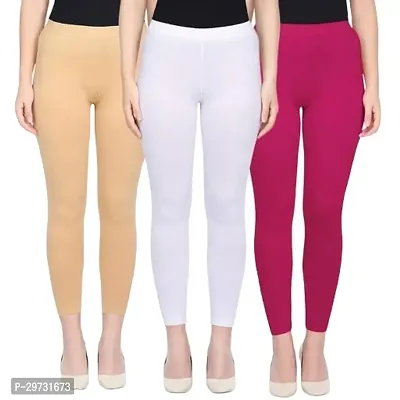 Stylish Cotton Solid Legging for Women Pack of 3-thumb0