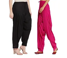 Cotton Solid Womens Loose Fit Patiala Salwar (pack of -2)(Black/Pink)-thumb1