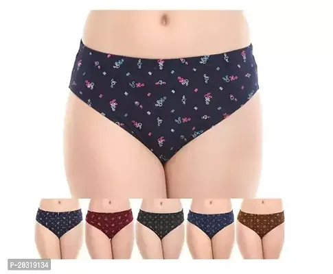 Stylish Multicoloured  Cotton Blend Printed Briefs For Women Pack Of 5-thumb0