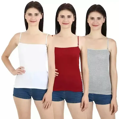 Solid Cotton Camisole Combo of 3