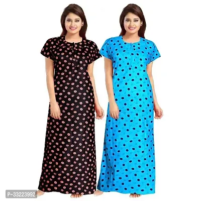 Elegant Cotton Printed Nighty For Women- Pack Of 2-thumb0