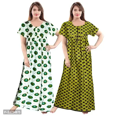 Elegant Cotton Printed Nighty For Women- Pack Of 2-thumb0