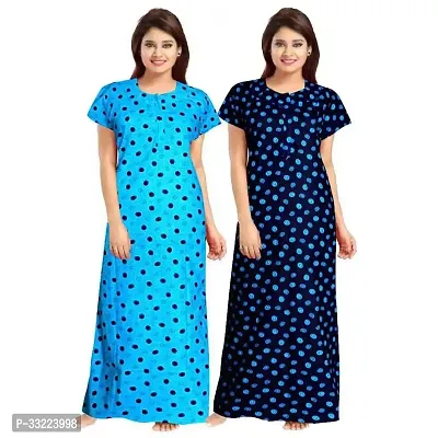 Elegant Cotton Printed Nighty For Women- Pack Of 2-thumb0