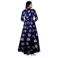 Stylish Blue Printed Rayon Gown For Women-thumb1