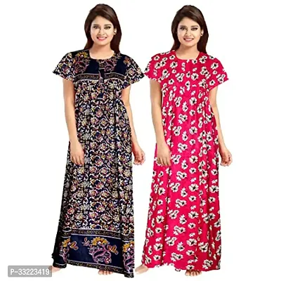 Elegant Cotton Printed Nighty For Women- Pack Of 2-thumb0