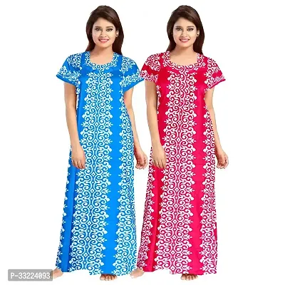 Elegant Cotton Printed Nighty For Women- Pack Of 2-thumb0