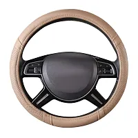 CAR PASS Classical Leather Automotive Universal Steering Wheel Covers,Universal Fit for Suvs,Trucks,Sedans,Cars,Vans(Beige)-thumb3