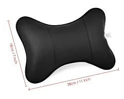 Ace Select Car Neck Pillow 2 Pieces PU Leather Travel Pillow for Head Rest Neck Support for Car Seat - Black-thumb1