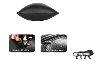 Edylinn Car Leather Cushion with Filling Inside, Black Colour Pack of 2 (40cmX40cm)-thumb1