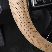 CAR PASS Classical Leather Automotive Universal Steering Wheel Covers,Universal Fit for Suvs,Trucks,Sedans,Cars,Vans(Beige)-thumb4
