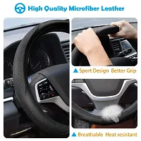 Ylife Microfiber Leather Car Steering Wheel Cover, Universal 15 inch Breathable Anti Slip Auto Steering Wheel Covers, Black-thumb1