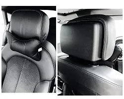 Ace Select Car Neck Pillow 2 Pieces PU Leather Travel Pillow for Head Rest Neck Support for Car Seat - Black-thumb4